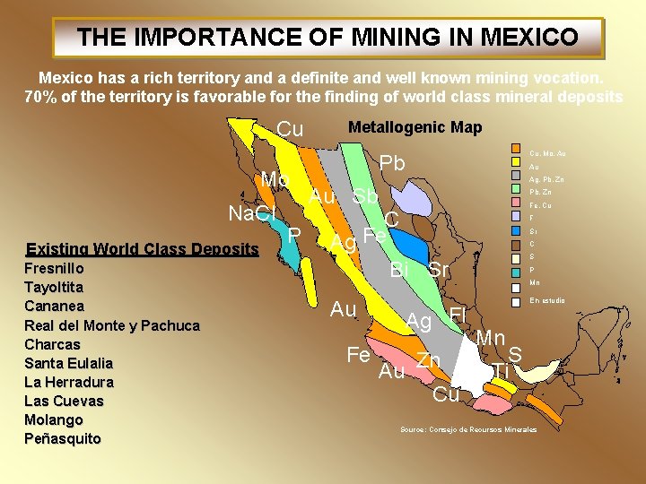 THE IMPORTANCE OF MINING IN MEXICO Mexico has a rich territory and a definite