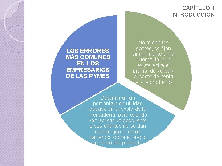 CAPÍTULO I INTRODUCCIÓN LOS ERRORES MÁS COMUNES EN LOS EMPRESARIOS DE LAS PYMES No