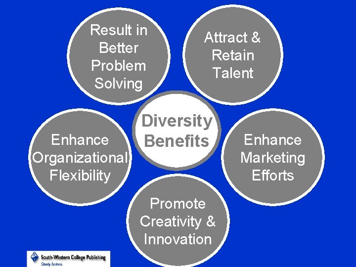 Result in Better Problem Solving Enhance Organizational Flexibility Attract & Retain Talent Diversity Benefits