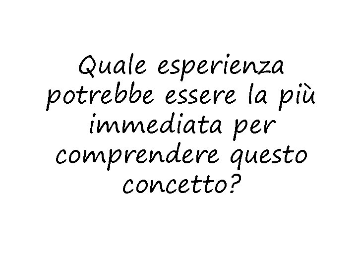 Quale esperienza potrebbe essere la più immediata per comprendere questo concetto? 