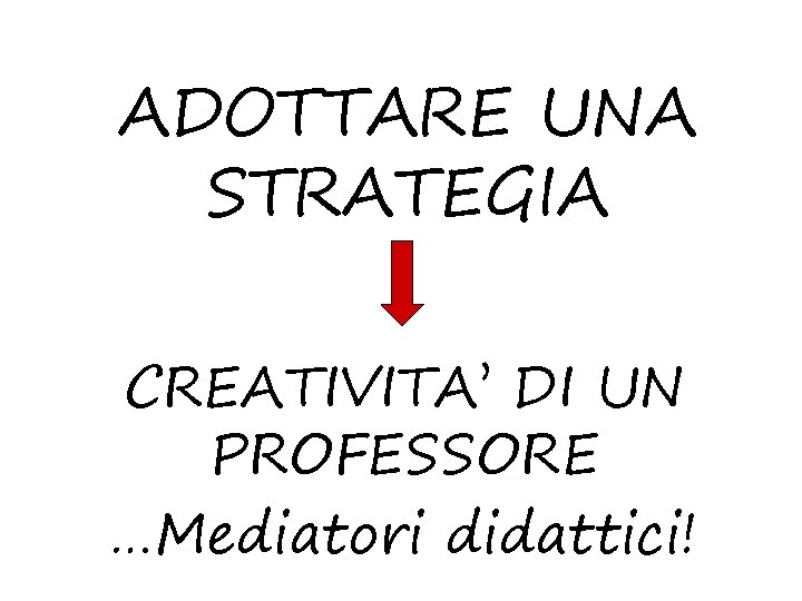 ADOTTARE UNA STRATEGIA CREATIVITA’ DI UN PROFESSORE …Mediatori didattici! 