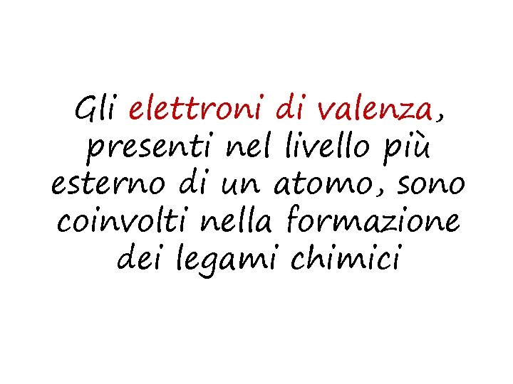 Gli elettroni di valenza, presenti nel livello più esterno di un atomo, sono coinvolti