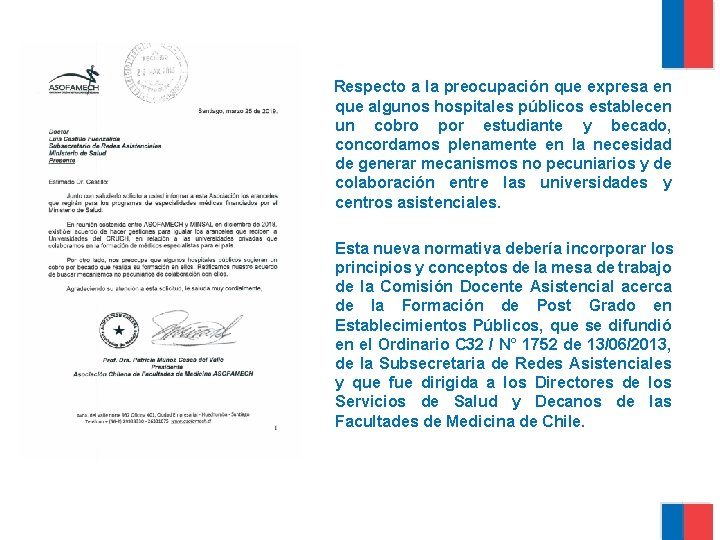 Respecto a la preocupación que expresa en que algunos hospitales públicos establecen un cobro