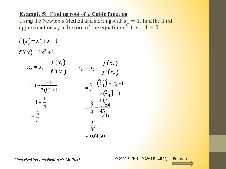  Linearization and Newton’s Method © 2020 E. Choi – MCV 4 UE -