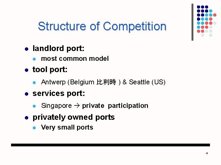 Structure of Competition l landlord port: l l tool port: l l Antwerp (Belgium