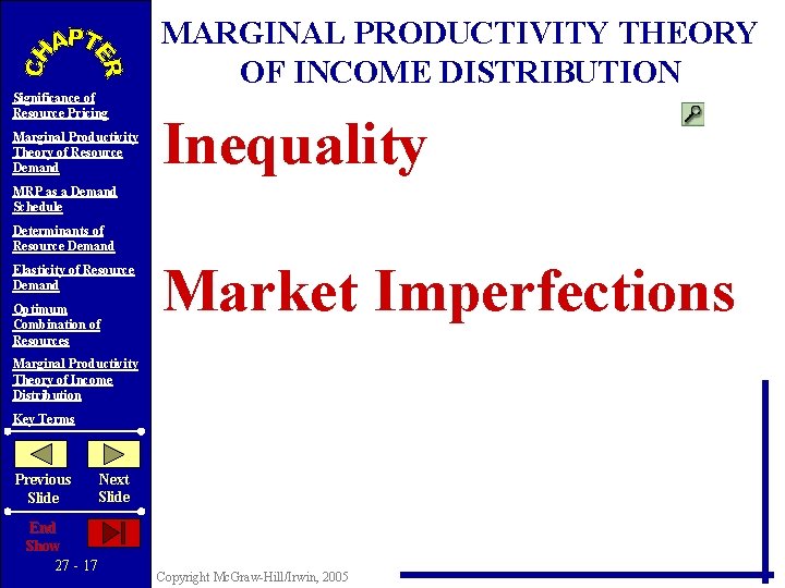 MARGINAL PRODUCTIVITY THEORY OF INCOME DISTRIBUTION Significance of Resource Pricing Marginal Productivity Theory of
