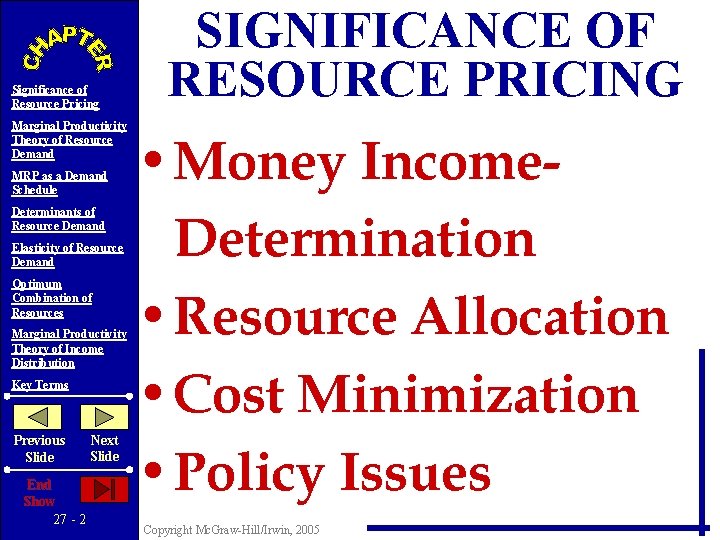 Significance of Resource Pricing Marginal Productivity Theory of Resource Demand MRP as a Demand
