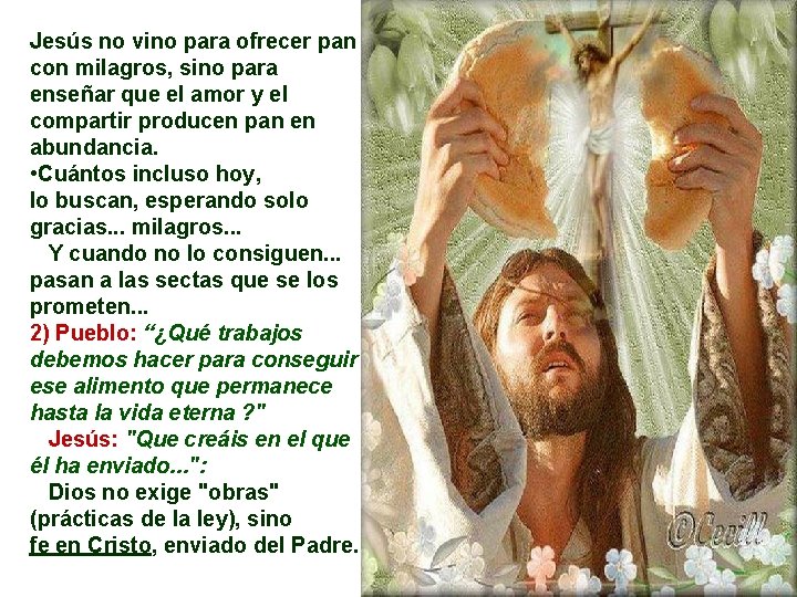 Jesús no vino para ofrecer pan con milagros, sino para enseñar que el amor