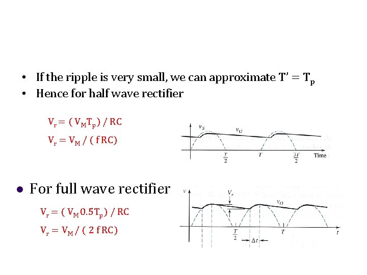  • If the ripple is very small, we can approximate T’ = Tp