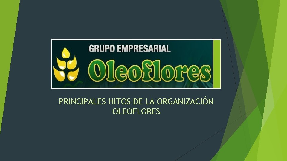 PRINCIPALES HITOS DE LA ORGANIZACIÓN OLEOFLORES 