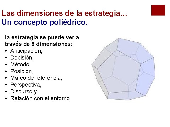 Las dimensiones de la estrategia… Un concepto poliédrico. la estrategia se puede ver a Las dimensiones de la estrategia… Un concepto poliédrico. la estrategia se puede ver a