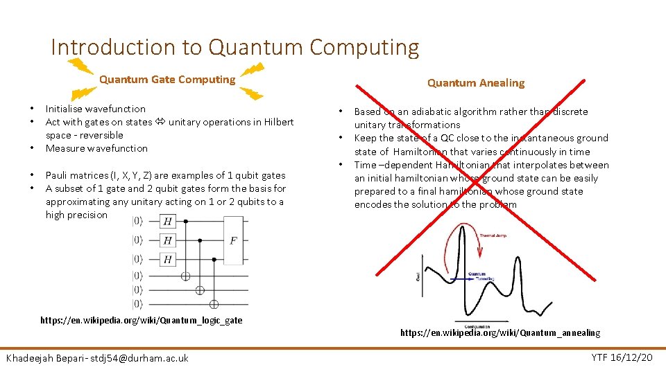 Introduction to Quantum Computing Quantum Gate Computing • • • Initialise wavefunction Act with