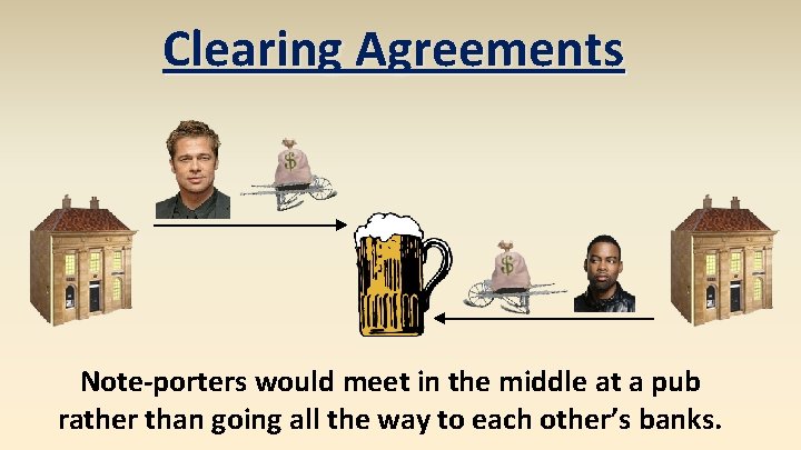 Clearing Agreements Note-porters would meet in the middle at a pub rather than going