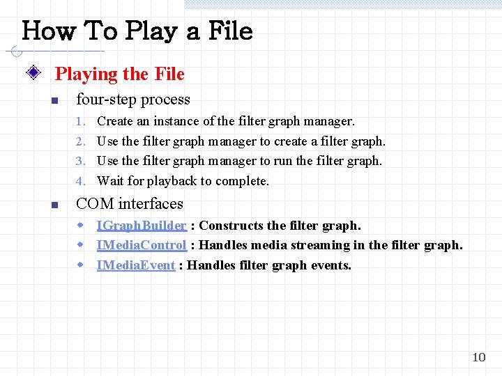 How To Play a File Playing the File n four-step process 1. 2. 3.