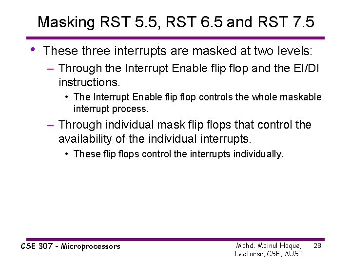 Masking RST 5. 5, RST 6. 5 and RST 7. 5 • These three