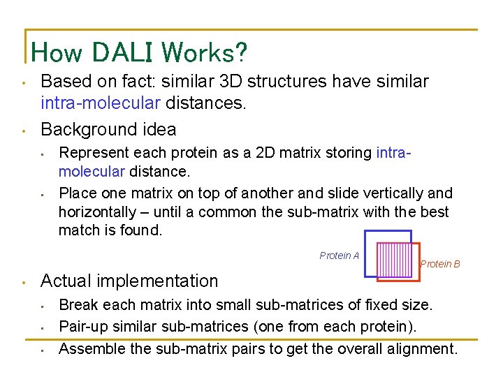How DALI Works? • • Based on fact: similar 3 D structures have similar