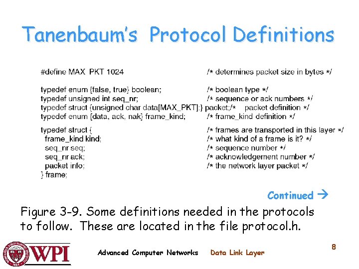 Tanenbaum’s Protocol Definitions Continued Figure 3 -9. Some definitions needed in the protocols to