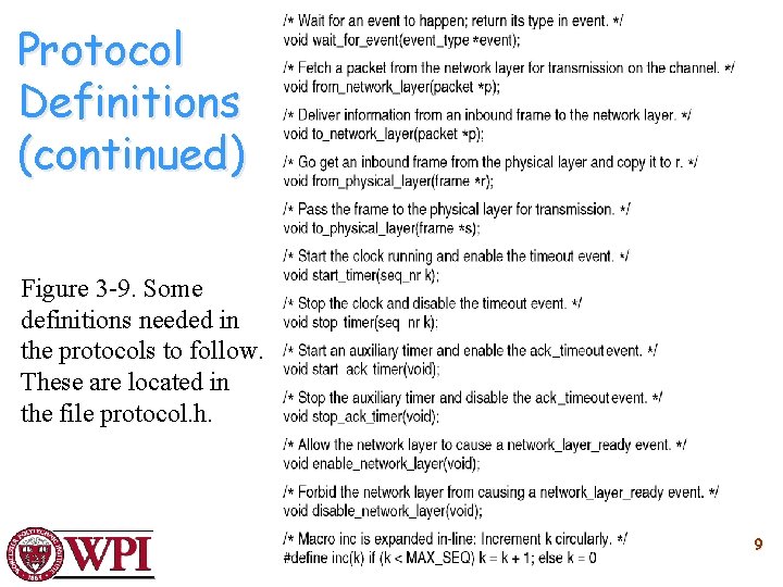 Protocol Definitions (continued) Figure 3 -9. Some definitions needed in the protocols to follow.