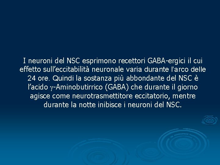 I neuroni del NSC esprimono recettori GABA-ergici il cui effetto sull’eccitabilità neuronale varia durante