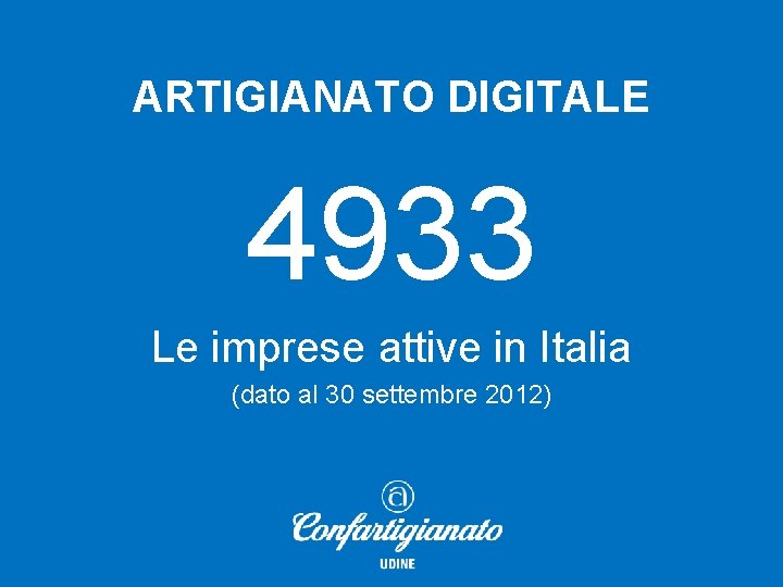 ARTIGIANATO DIGITALE 4933 Le imprese attive in Italia (dato al 30 settembre 2012) 