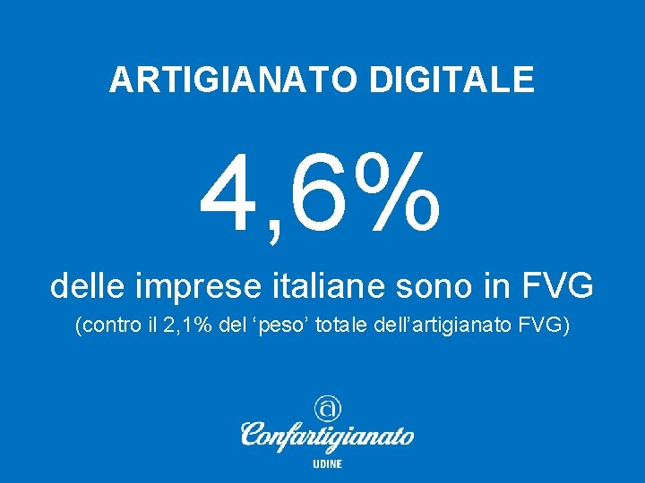 ARTIGIANATO DIGITALE 4, 6% delle imprese italiane sono in FVG (contro il 2, 1%