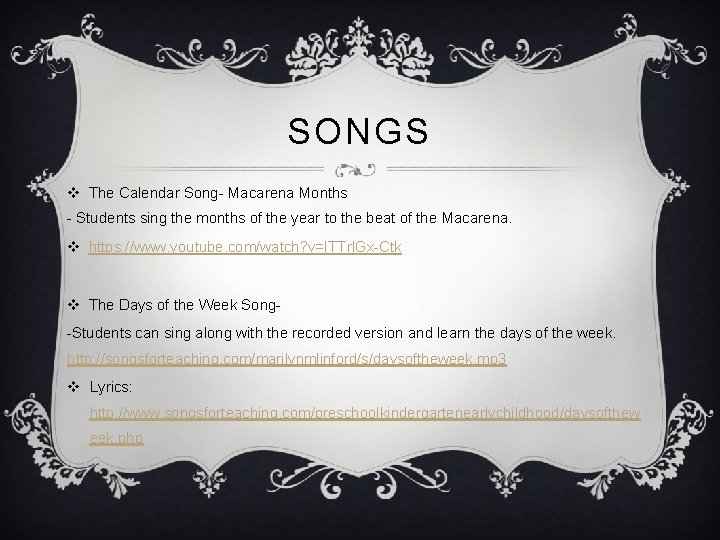 SONGS v The Calendar Song- Macarena Months - Students sing the months of the