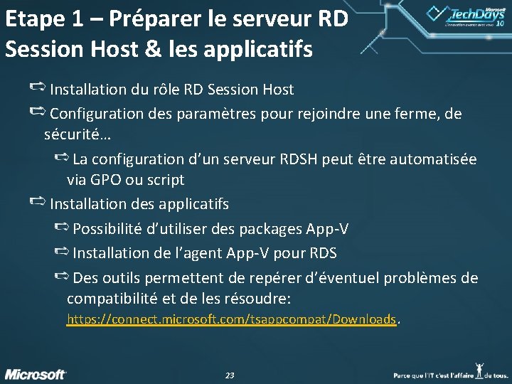 Etape 1 – Préparer le serveur RD Session Host & les applicatifs Installation du Etape 1 – Préparer le serveur RD Session Host & les applicatifs Installation du