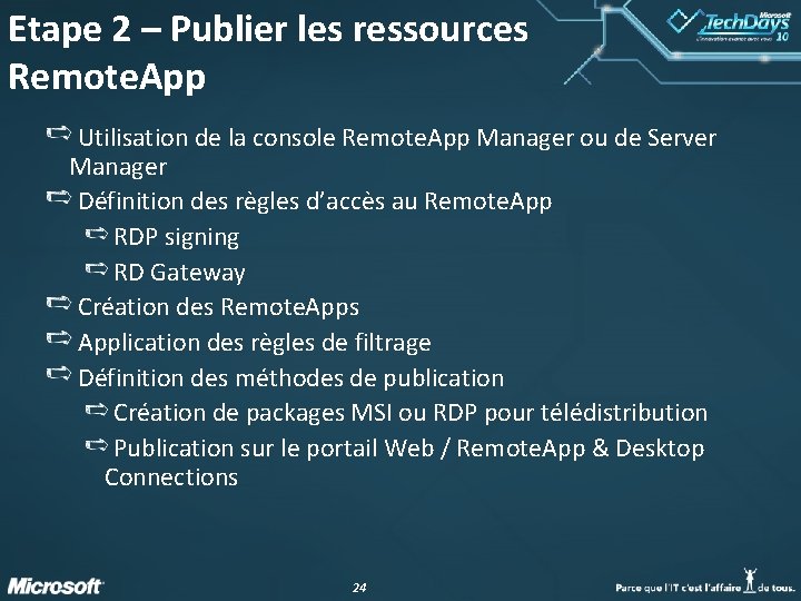 Etape 2 – Publier les ressources Remote. App Utilisation de la console Remote. App Etape 2 – Publier les ressources Remote. App Utilisation de la console Remote. App