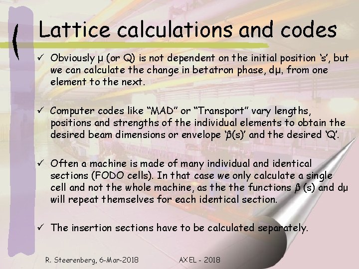 Lattice calculations and codes ü Obviously μ (or Q) is not dependent on the