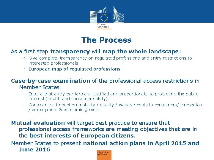 The Process As a first step transparency will map the whole landscape: à Give