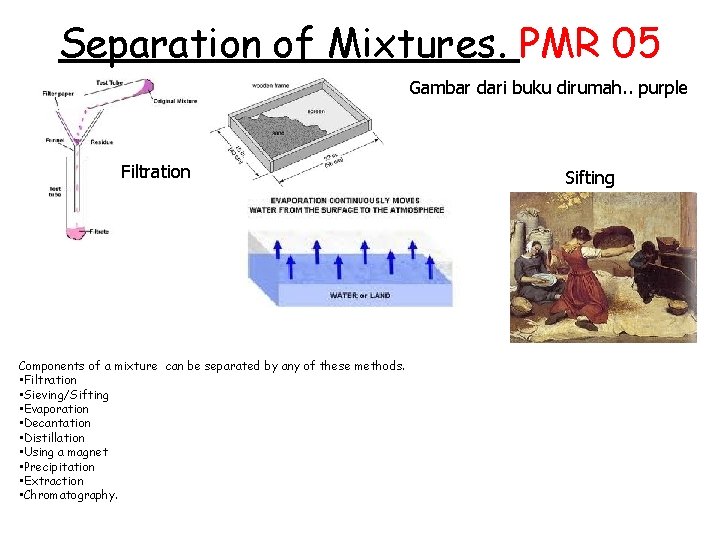 Separation of Mixtures. PMR 05 Gambar dari buku dirumah. . purple Filtration Components of Separation of Mixtures. PMR 05 Gambar dari buku dirumah. . purple Filtration Components of
