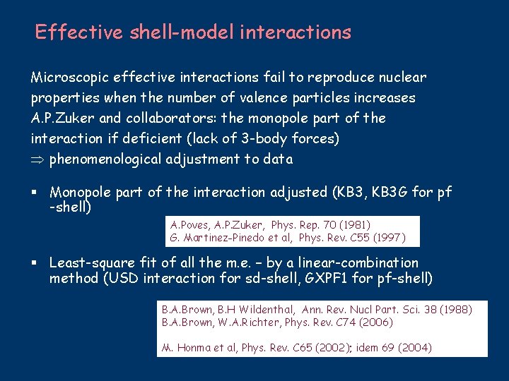 Effective shell-model interactions Microscopic effective interactions fail to reproduce nuclear properties when the number