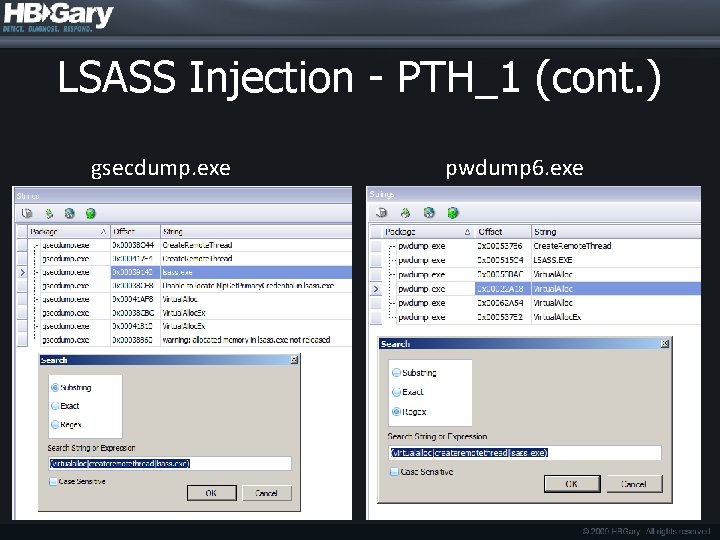 LSASS Injection - PTH_1 (cont. ) gsecdump. exe pwdump 6. exe 