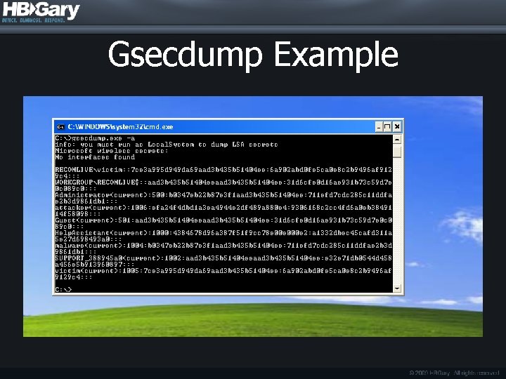 Gsecdump Example 