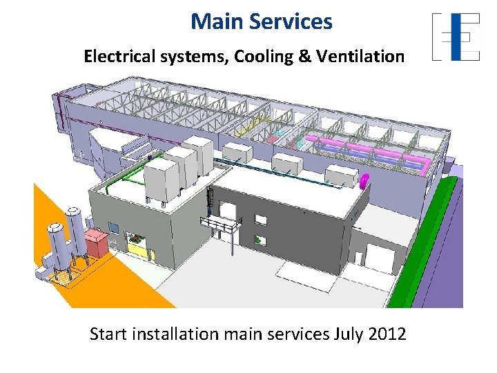 Main Services Electrical systems, Cooling & Ventilation Start installation main services July 2012 