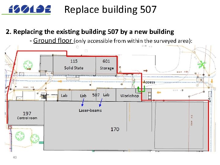 Replace building 507 2. Replacing the existing building 507 by a new building -