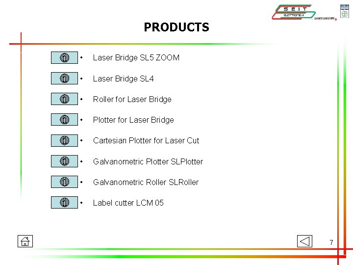 PRODUCTS • Laser Bridge SL 5 ZOOM • Laser Bridge SL 4 • Roller