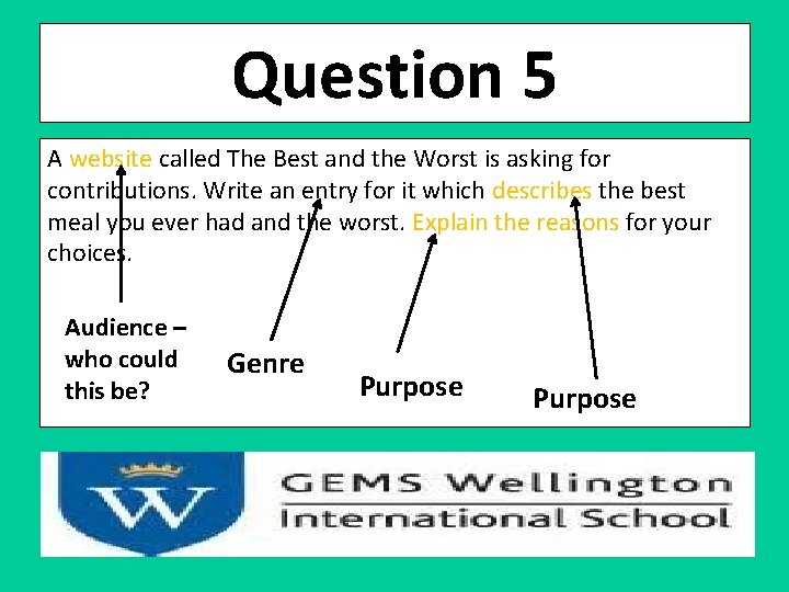 Question 5 A website called The Best and the Worst is asking for contributions.