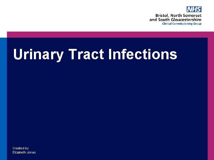 Urinary Tract Infections Created by Elizabeth Jonas 