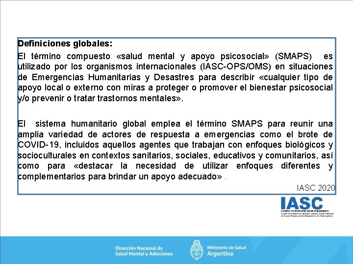 PRCTICAS DE SALUD MENTAL Y APOYO PSICOSOCIAL SMAPS