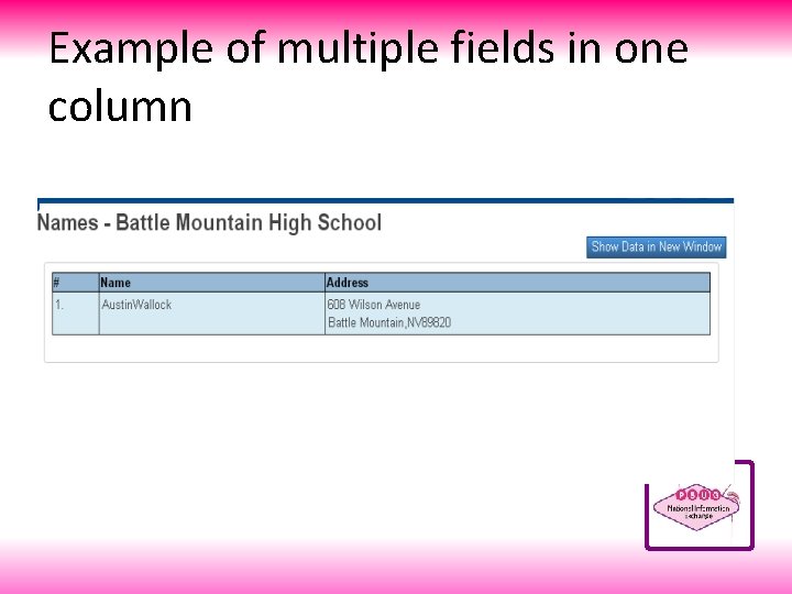 Example of multiple fields in one column 