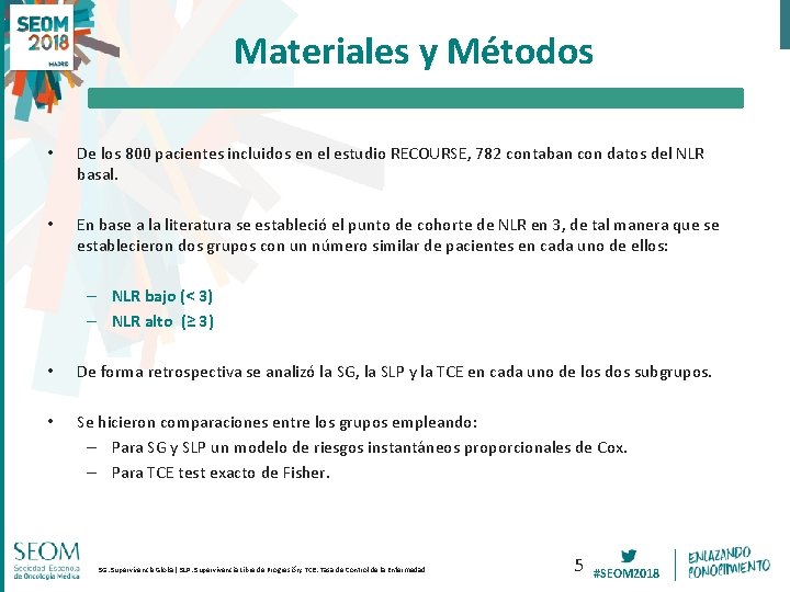 Materiales y Métodos • De los 800 pacientes incluidos en el estudio RECOURSE, 782 Materiales y Métodos • De los 800 pacientes incluidos en el estudio RECOURSE, 782