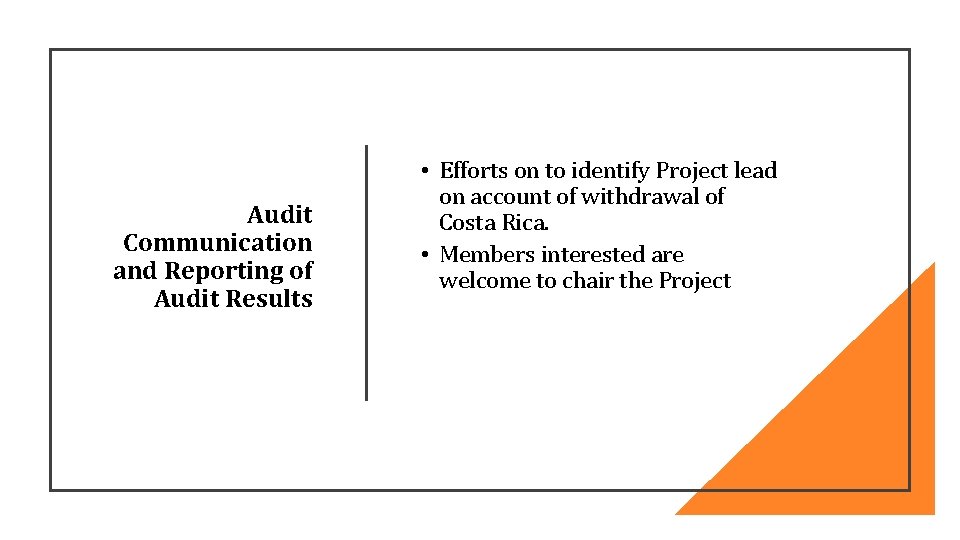 INTOSAI Knowledge Sharing & Knowledge Services Committee Audit Communication and Reporting of Audit Results