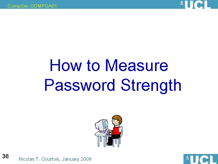 Comp. Sec COMPGA 01 How to Measure Password Strength 36 Nicolas T. Courtois, January