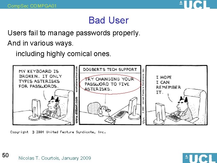 Comp. Sec COMPGA 01 Bad Users fail to manage passwords properly. And in various