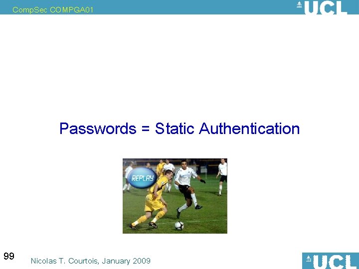 Comp. Sec COMPGA 01 Passwords = Static Authentication 99 Nicolas T. Courtois, January 2009