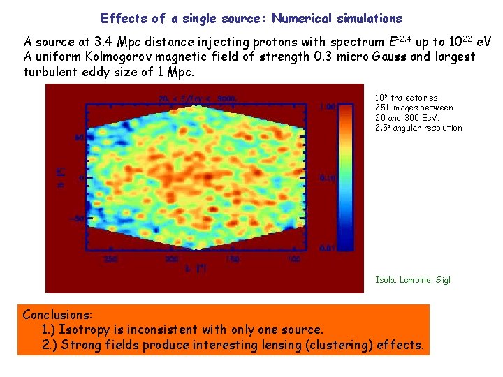 Effects of a single source: Numerical simulations A source at 3. 4 Mpc distance