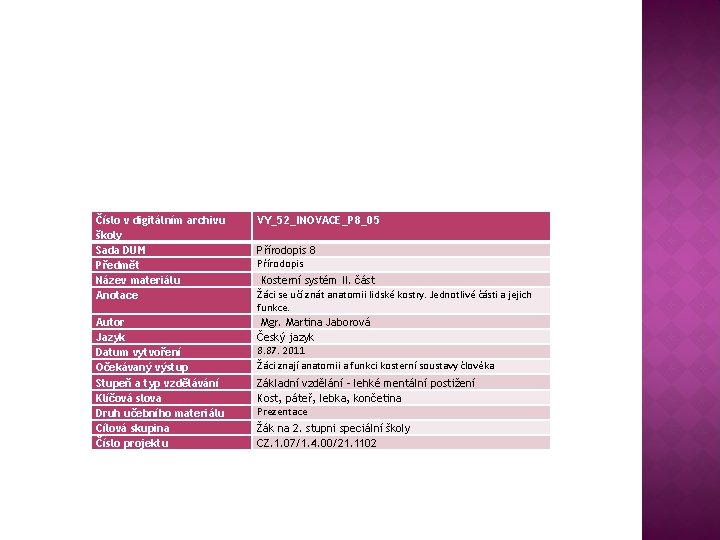 Číslo v digitálním archivu školy Sada DUM Předmět Název materiálu Anotace Autor Jazyk Datum Číslo v digitálním archivu školy Sada DUM Předmět Název materiálu Anotace Autor Jazyk Datum