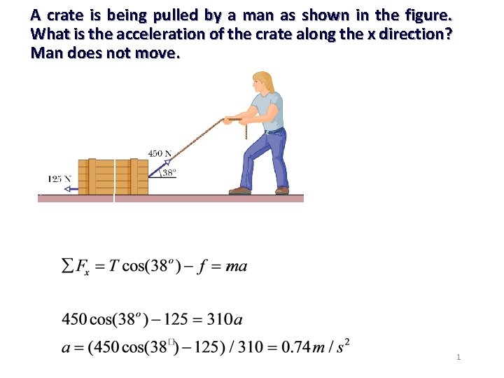 A crate is being pulled by a man as shown in the figure. What