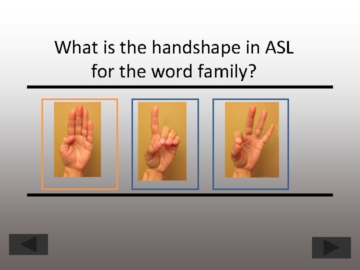 What is the handshape in ASL for the word family? 